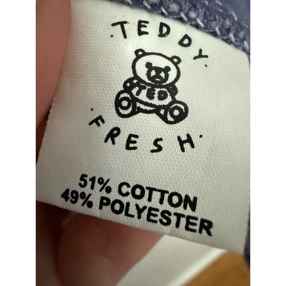 Teddy Fresh Reversible Bear Sweatshirt Blue Gray Unisex L Crewneck Hi Bye Mom - Picture 6 of 10